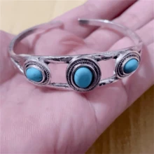 1 chiếc vòng tay đính đá ngọc lam giả cổ điển, quà tặng trang sức thời trang cho phụ nữ, thích hợp cho đám cưới, tiệc tùng - bạc cổ 16 - Xem 4