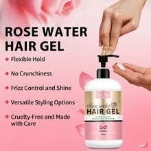 Goiple 400ml/180ml Curl Defining Styling Gel, 9-Row Styling Comb Set, Curl Gel Infused With Moisturizing Rose Water, Provides Long-Lasting Hold, Enhances Curl, Nourishes And Conditions Hair For Bouncy, Glossy Curls, Adds Hair Texture, Anti-Frizz Formula, Suitable For Medium To Coarse Curly Hair, Can Be Used For Braiding, Hair Styling And Care - 粉色 - 查看 5