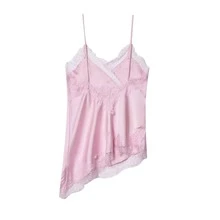 Seelio 新款女士时尚欧美风蕾丝装饰性感内衣风上衣粉色夏季 - 粉色 - 查看 2