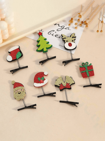 10/5/1件装 可爱优雅的圣诞树铃铛发爪，女士发饰，防滑发夹，多功能发夹，适合圣诞节和派对场合，发爪，发夹，发卡