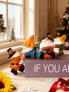 1 Christmas Pumpkin 4-In-1 Dwarf Resin Ornament - Hand-Painted Holiday Decorations With A Variety Of Colors And Patterns, Durable Resin Material, Can Be Used As A Desktop Ornament, Suitable For Holiday Home Decoration, No Electricity Required, Christmas Dwarf Ornament