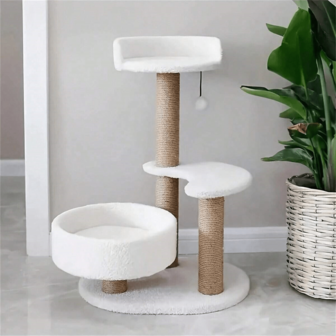 1PC Cat Climbing Tree, Cat Climbing Frame, Cat Entertainment Products, Durable, Non Shedding, Warm Cat Tower With Jumping Platform And Sleeping Area, Multi-Layer Designed Comprehensive Cat Products, Small Cat Tree With Cat Teasing Toys, Natural Sisal Cat Scratching Board Providing Soft Habitat For Kittens And Adult Cats, Cat Scratching Board With Bed, Indoor Cat Tree Tower