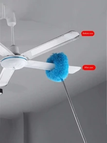 2/1pc Ultra-Fine Fiber Ceiling Fan Duster - Extendable Up To 12ft, Blue, Long Handle, Dust-Proof, Reusable, Machine Washable, Easy Cleaning - Multicolor - View 8