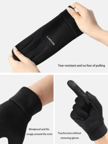 Winter Outdoor Sports Waterproof Anti-Slip Suede Touchscreen Gloves. Divided Design, Non-Slip Texture On The Palm, And "SPORT" Printed. Supports Touchscreen Function. Suitable For Running, Cycling, Hiking And Other Sports Scenarios, As Well As Daily Warmth, Creating A Convenient And Comfortable Outdoor And Daily Wearing Experience. - Multicolor - View 10