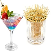 200 pezzi Stuzzicadenti monouso per cocktail, 100 pezzi oro e 100 pezzi argento, bastoncini in legno per cocktail da 4,7 pollici, adatti per bevande, cibo e decorazioni per feste disco, decorazioni per feste hawaiane estive, decorazioni per vacanze - Multicolore - Visualizzare 4
