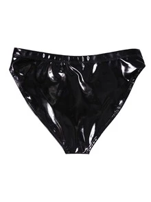 Women's Sensual Leather Panties,Women's Shiny Wet Look PVC Leather Boxer Briefs High Waisted Underwear Shorts Panties - màu đen - Xem 3