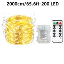 YEYAYU 1 dây đèn LED 50/100/200 bóng điều khiển từ xa, chống nước, chạy bằng pin, 8 chế độ, đèn dây đồng LED, thích hợp cho tiệc tùng, ban công, bãi cỏ, sân, vườn, phòng ngủ, chiếu sáng trong nhà và ngoài trời, trang trí Giáng sinh - Bạc - Xem 16