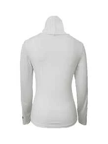 女士春夏长袖心形图案修身高领上衣 - 白色 - 查看 6