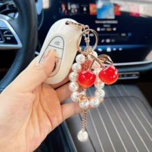 New Pearl-Strung Cherry Keychain - Stylish Acrylic Cherry Car Keychain - High-End Style Hanging Accessory - Multicolor - View 7