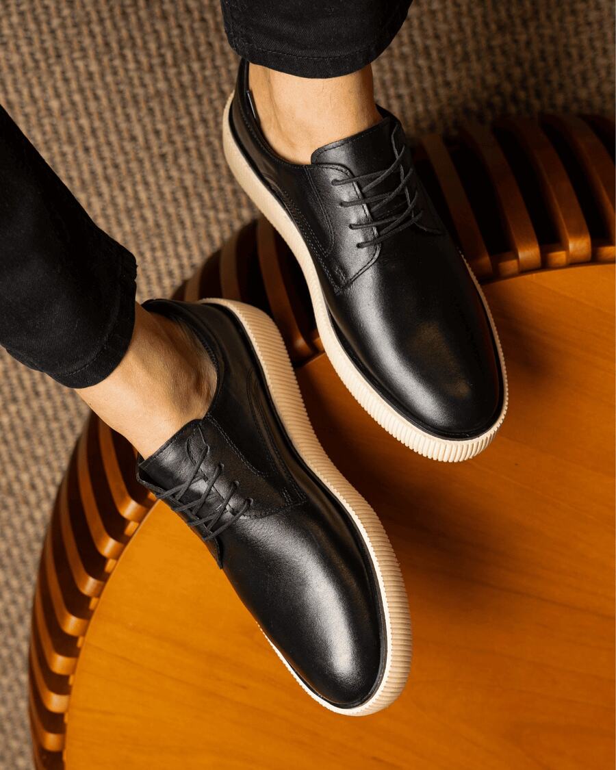 Men's Oxford Dress Shoes Maximus Genuine Leather Stylish Business Party Church - 黑色 - 查看 1