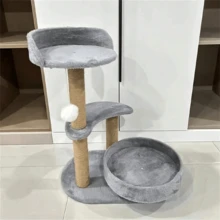 1PC Cat Climbing Tree, Cat Climbing Frame, Cat Entertainment Products, Durable, Non Shedding, Warm Cat Tower With Jumping Platform And Sleeping Area, Multi-Layer Designed Comprehensive Cat Products, Small Cat Tree With Cat Teasing Toys, Natural Sisal Cat Scratching Board Providing Soft Habitat For Kittens And Adult Cats, Cat Scratching Board With Bed, Indoor Cat Tree Tower - Multicolor - View 5