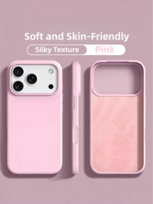 New Luxury Shock-Absorbing Soft Beige Phone Case, Compatible With IPhone 17 Air 16 15 Pro 14 Plus 13 12 11 17 Pro Max, Anti-Fall Smooth, Anti-Shock Design, Fashion Minimalist, Skin-Friendly Material - Pink - View 23