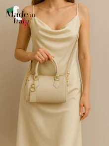 New High-Quality Versatile Women's Shoulder Bag (2025). This Elegant And Unique Small Square Bag Made Of Genuine Leather Features A Long, Detachable Strap For Shoulder Or Crossbody Wear. This Small Designer Bag, Crafted From Premium Cowhide Leather, Is A Symbol Of Sophistication And Elegance. - Beige - View 2