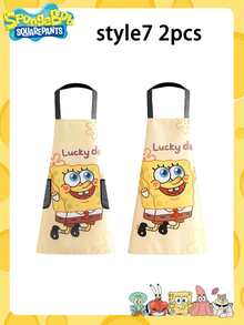SpongeBob SquarePants 1/2 piezas Delantal de Bob Esponja para niñas de secundaria, nuevo delantal de ropa de trabajo con diseño de dibujos animados lindos para fiesta, la mejor decoración para crear un ambiente festivo con buenos amigos - Multicolor - Ver 19