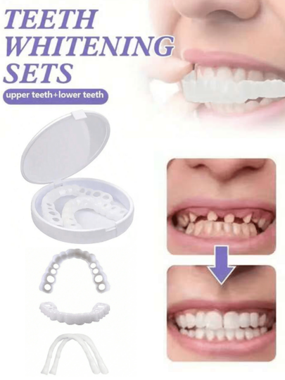 Trasforma il tuo sorriso con 4 pezzi/5 pezzi di dentiere cosmetiche comode e aderenti: denti superiori e inferiori per un aspetto e sorprendente