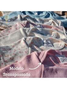 5 Body de Bebê Manga Longa Suedine 100% Algodão recém nascido Meninas e Meninos Enxoval Maternidade - Kit Meninas - Visão 4