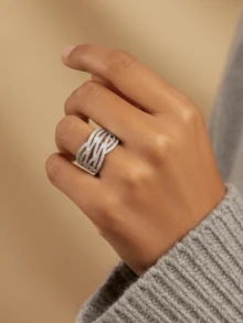 1pc Interlaced Lines Ring, 925 Sterling Silver, Woven Geometric Pattern, Modern Artistic Style, Durable For Heavy-Duty Wear