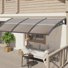 Canopy Canopy For Front Door Window Awning Canopy Front Door Awnings For Front Door Aluminum Alloy Canopy Front Door Made Of Aluminum And Polycarbonate - Brown-100x300 cm - View 4