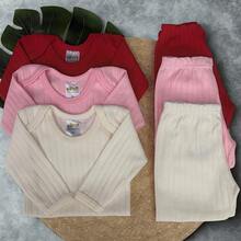 Premium Ribbed 6-Piece Baby Clothes Set For Boys And Girls - 3 Bodysuits And 3 Footed Pants With Turn-On Features - 女性化 - 查看 4