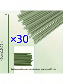 10-100个装 - 柔性植物支架 - 塑料支撑，仿橡胶袋玫瑰杆金属网花手工DIY花卉材料绿色铁丝假花枝，适用于室内外花卉和花园植物，耐用竹制植物支架提供强力支撑 - 彩色 - 查看 10