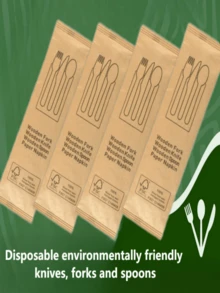 30 Sets Of Disposable Tableware, Individually Packaged, Including 30 Forks, 30 Knives, 30 Spoons, 30 Paper Towels, Made Of Birch, And Practical, Suitable For Parties, Festivals, Travel, Bachelorette Parties, Disposable Tableware Sets, Tableware - Multicolor - View 10
