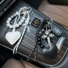 Retro Cross Leather Heart-Shaped Bag With Bead String Keychain, Creative Magic Book, Simple Braided Bag Hanging Ornament Chain - Multicolor - View 2