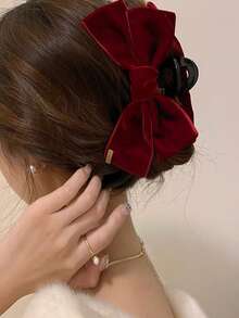 1pc Women's Double-Layer Rhinestone Butterfly Hair Clip, Solid Color, Elegant & Sweet, Suitable For School, Party, Prom And Daily Wear, Butterfly Valentine's Day Hair Clip, Winter Hair Accessory, Elegant Hair Clip