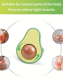 1pc Avocado Shaped Keychain Massager, Mini Design For Massage And Relaxation Anytime Anywhere, Avocado Roller Stress Relief Fidget Toy Keychain - Multicolor - View 4