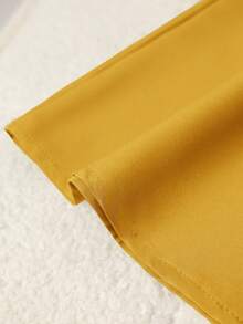 女士优雅长款褶裥A字裙，涤纶面料，休闲百搭，无弹力 - 黃色 - 查看 5