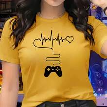 Camisa estampa 100% algodão feminina e masculina moda verão manga curta - Amarelo - Visão 1