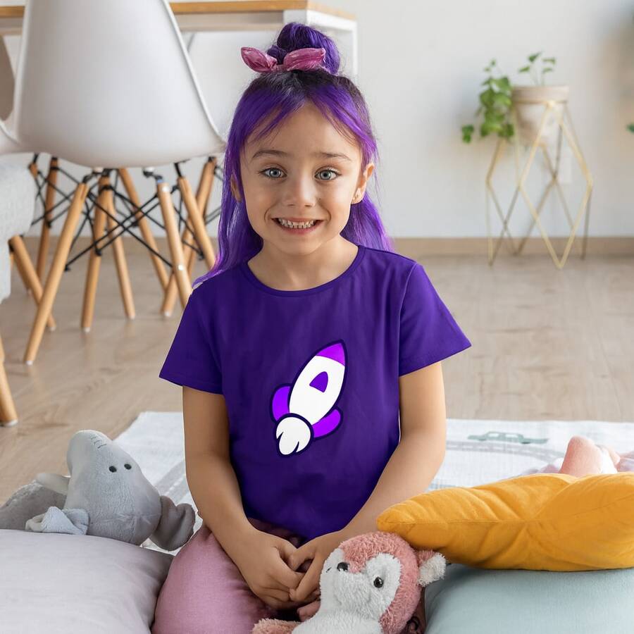 Girls' T-Shirt, 100% Premium Cotton, Short Sleeve, Sizes 6 To 16, With High-Quality Thermal Print, Pink Gang, Emily Vick, Katlen Leozin, Robson - 紫色 - 查看 1