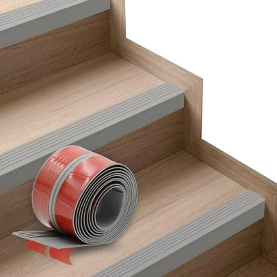 1 rollo de 100cm/39.37in de ancho de cinta antideslizante para escaleras, tira de sellado de antideslizante, protector de borde de escalera autoadhesivo de PVC antideslizante, moldura flexible para esquinas, para uso en interiores y exteriores