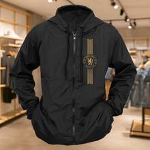 Chelsea Gold Windbreaker Jacket, Unisex, With Hood And Zipper - Đen/Vàng - Xem 4