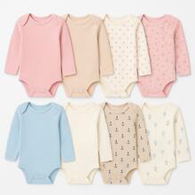 5 Body de Bebê Manga Longa Suedine 100% Algodão recém nascido Meninas e Meninos Enxoval Maternidade - Kit Meninas - Visão 1