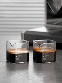 2 件套高硼硅玻璃烧杯，迷你浓缩咖啡杯，带新鲜标记的牛奶杯，适用于实验室、教育、家庭厨房、工业和科学用途