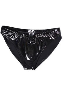 Women's Sensual Leather Panties,Women's Shiny Wet Look PVC Leather Boxer Briefs High Waisted Underwear Shorts Panties - màu đen - Xem 4