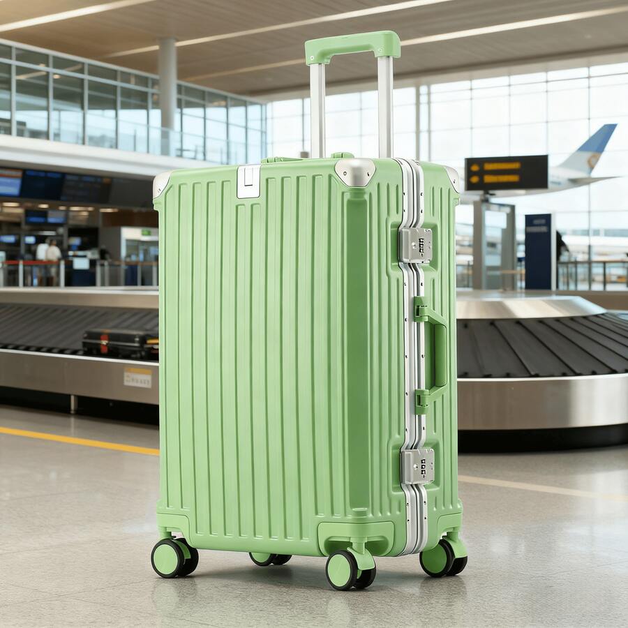 20-Inch Suitcase With Rotatable Wheels - Lightweight ABS Material, TSA Lock, Aluminum Alloy Telescopic Handle. Modern Travel Luggage, Durable And Fashionable Design, Suitable For Airports, Business Trips And Vacations, Airport, Fashionable Suitcase - 綠色 - 查看 1