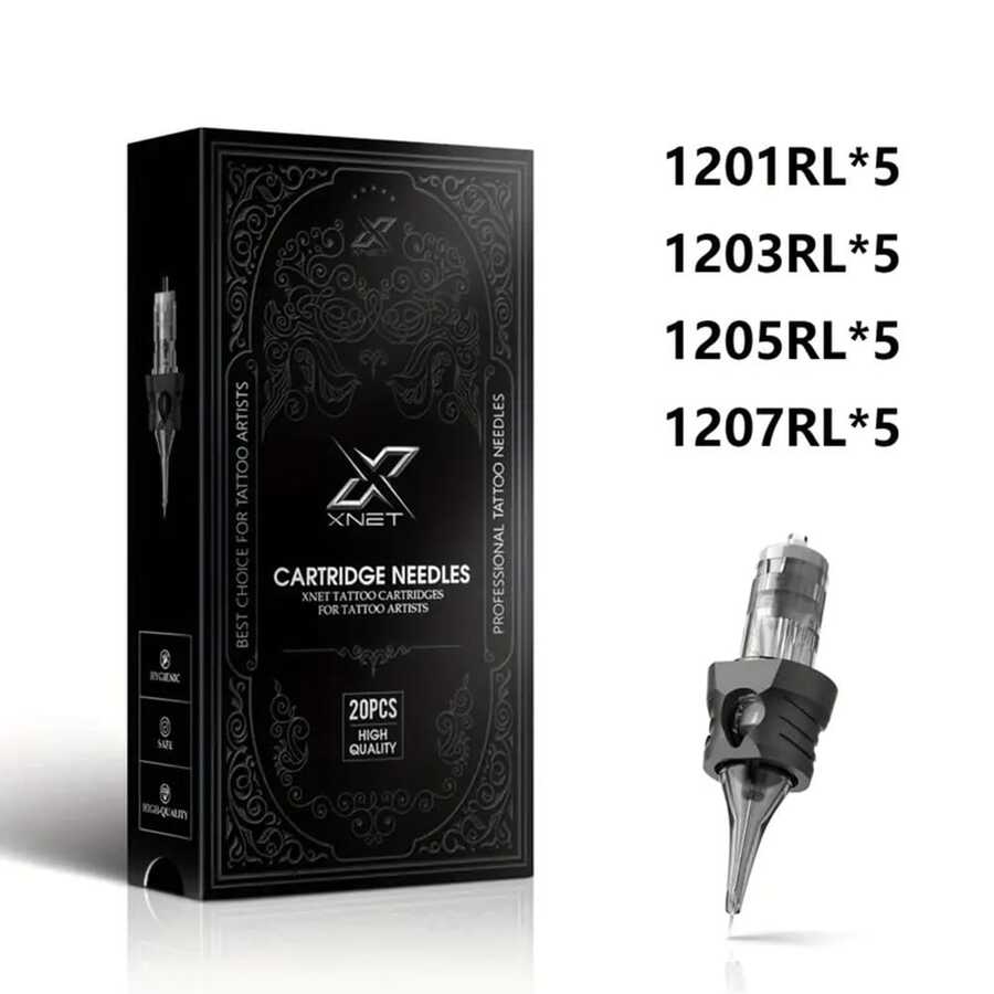 XNET Aurora 20pcs Mixed I-Type Tattoo Needles - Disposable Individually Packaged Silicone Needles, Smooth Ink, Precise Tattooing, Fashionable Design, Durable Structure