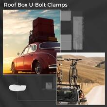 Juego de 4 soportes en U para caja de techo, universales, para coche y camión, con ancho interior de 85 mm, incluye 8 tuercas de segurida.d y 2 bandas redondas. - Unitalla - Ver 9