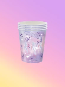 韩流主题派对餐具套装，动漫生日派对装饰，包含纸盘、纸杯、餐巾纸、刀叉、盘子和勺子，女团主题餐具套装，一次性塑料道具，适合新年派对庆祝、情人节惊喜装饰 - 彩色 - 查看 7