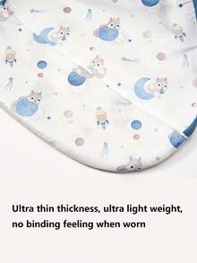 1pc Toddler Boys/Girls Waterproof Lightweight Breathable Sleeveless Cartoon Print Bib With Pocket, Dirt-Resistant Feeding Bib - Dusty Blue - View 8