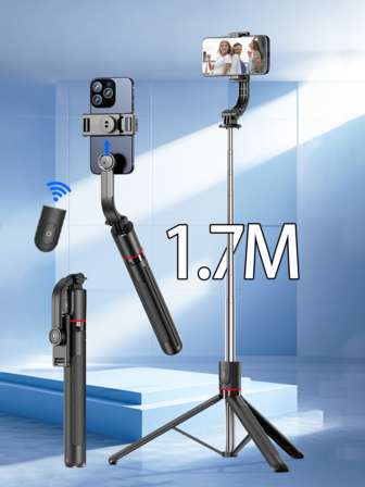 Palo de selfie trípode de 170 cm, equilibrado y estable, rotación de 360° para toma de selfies, con disparador remoto inalámbrico, soporte de teléfono desmontable, trípode de teléfono multifuncional extensible compatible con todos los teléfonos inteligentes, ideal para selfies de teléfono inteligente, grabación de video, vlogging, transmisión en vivo, perfecto para vacaciones de verano, viajes, actividades al aire libre, transmisión en vivo, grabación estable, equipo de viaje de vacaciones al aire libre para vlog