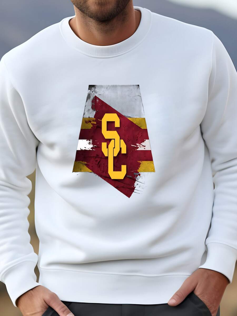 Mens Southern California Backlit Pendant Box Light | Metal Framed Billiard Light | Usc Trojans Pool Table Box Pendant Light Sweatshirt - 白色 - 查看 1