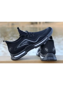 Moda color sólido de los hombres de malla transpirable punta redonda con cordones de boca poco profunda entrenadores casuales, cómodos y transpirables zapatos de los hombres de tenis, entrenadores de malla de los hombres, ideal para fitness, deportes al aire libre, los viajes Zapatillas de deporte negras,Zapatillas de deporte casuales de malla transpirable,Zapatillas de deporte ligeras y cómodas,Zapatillas de deporte de diseño minimalista,Zapatillas de tenis para todos los días,Zapatillas de deporte para hombres,Zapatillas de deporte con suela antideslizante,Zapatillas de deporte urbanas,Zapatillas de deporte negras multifuncionales,Zapatos de moda para hombres Zapatillas casual de malla transpirable ligera a rayas para hombre,Moda con cordones de la pareja de los hombres zapatos de tenis,Zapatillas de baloncesto para todas las estaciones,los desplazamientos diarios,adecuado para caminar, ir de compras, pasear al perro, correr, deportes al aire libre, gimnasio, viajes y otros escenario - Negro - Ver 6