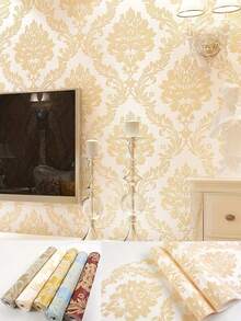 Super lange nicht-klebende Tapete - Europäischer Blumen 3D-Textur - Klebstoff erforderlich, einfach zu installieren - abnehmbare moderne Heimdekoration Tapete (1 Rolle Größe: 950cm X 53cm / 374in X 20,87in) - geeignet für große Wände und Decken, Wandbild Tapete, Schlafzimmer Tapete, Wandmalerei, mexikanischer Stil