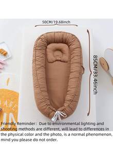 1 Set Nido de bebé de unicolor con almohada, cuna portátil para bebé, con cremallera extraíble para viajes
