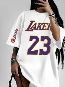 Women's Basic T-Shirt American Style Basketball Player Streetwear Fashion High School Cotton Modern Stylish T-Shirt Blouse - trắng - Xem 1