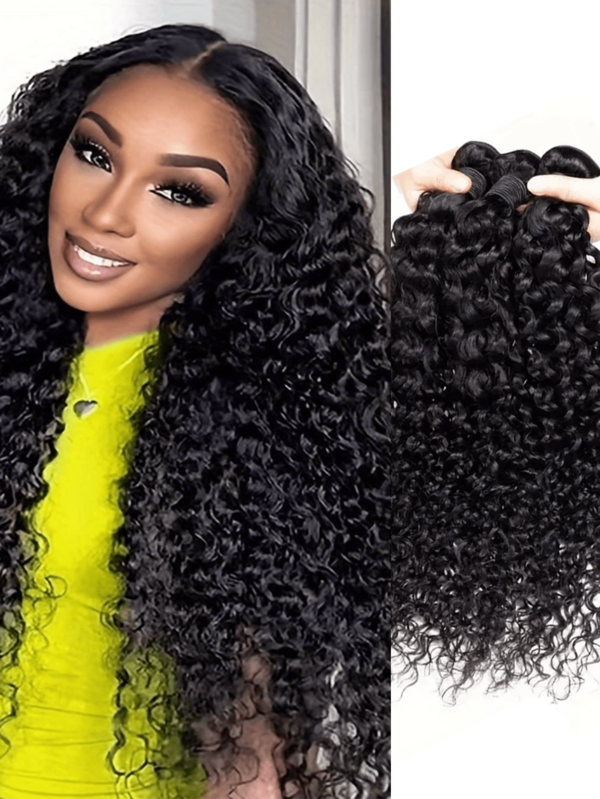3Bundles #1B Natural Hair Weave Bundles,Soft & Silky, Jerry Curl Style, Perfect For Daily Wear & Anime Cosplay, Anime Hair Accessories | Natural Texture Hair | Smooth Texture,Suitable For Women Of Any Ethnicity