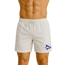 KIT 3 SHORTS ALPHA CO LOBO ALFA GEOMETRICO TREINO ACADEMIA BERMUDA TACTEL ELASTANO DRY FIT LEVE - Preto, Azul e Branco - Visão 2