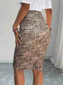 Women's Elegant Knee-Length Straight Skirt, Made Of Polyester Fabric With Slight Stretch, Casual Style - Multicolor - View 4